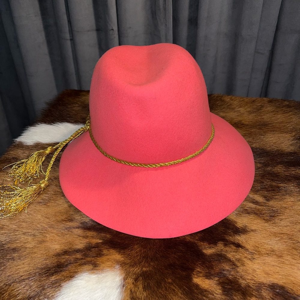 Glenda Gies Pink Fedora Wool Hat